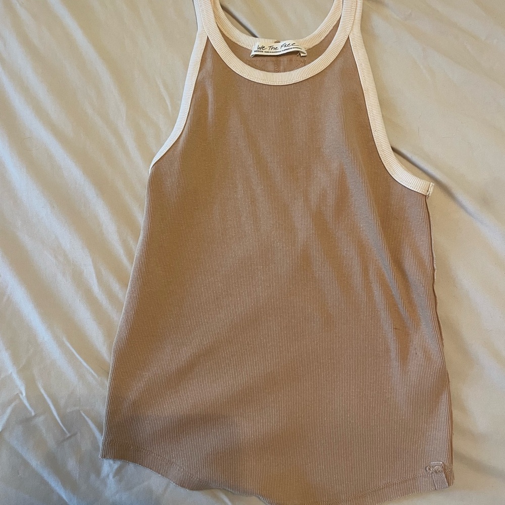 We The Free Beige Ribbed Tank Top